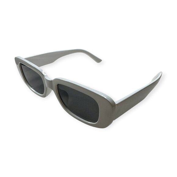 Accessories - Retro White Rectangle Sunglasses Gray Lens Party Shades